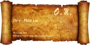 Orr Maxim névjegykártya